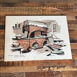 Vintage Raleigh Tavern Baker Decorative Kitchen Art Serigraph